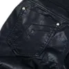 Pantalon pour hommes Patchwork PU Pantalon en cuir Hommes Punk Style Skull Imprimer Slim Fit Hip Hop Faux Pantalon de moto pour homme Stage Club WeaMen's Boun