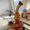 Grönblå bärnstensglas Bong Water Pipe Recycler Hookahs Dab Rig and Perc Oil Rigs 14 mm Joint Bongs Water Pipes