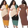 Woman Plus Size Dress Splicing Hooded Dress Fashion Slim Vestido Summer Short Sleeve Dress Casual Daily Wear