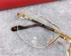 Luxus-Brillenrahmen 18 Karat unregelmäßiger Halbrahmen vergoldet ultraleichte optische Herren-Brille im Business-Stil Top-Qualität 0285O