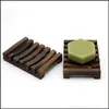 Natural Bamboo Wooden Soap Dishes Plate Tray Holders Box Case Shower Hand Washing Soaps Holder 11.5*8*2.2Cm Drop Delivery 2021 Bathroom Acce