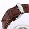 Montres-bracelets tendance pour hommes et femmes, bracelet en cuir marron, montres-bracelets mécaniques automatiques