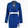 Fall Suit Women OL Suit White Blazer Set Fashion Sexy Split Fork Bandage Short Skirt Women Casual Short Top Blazer and Skirt Set T220729