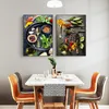 Affiche sur toile avec cuillère à épices et légumes, cuisson des aliments et des fruits, peinture sur toile murale, peinture artistique pour la décoration de la maison