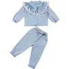 Clothing Sets 2022 Spring Autumn Girls Clothes Fashion For Shirts+Jeans Suits Kids Costume Teen Children 2pcs W112