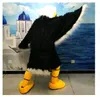 Disfraz de mascota de pelo largo de águila negra de alta calidad personaje de dibujos animados tamaño adulto Longteng