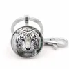 Keychains WG 1PC Tiger Theme Gift Time Gemstone Keychain Keyrings Creative Metal Keyring Car Accessories for Women Jewel Enek22