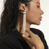 Temperamento Moda lunghe clip orecchini orecchio gancio imitazione perla senza piercing catena donna ragazze gioielli da sposa