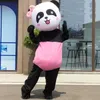 Costume da mascotte panda con fiocco rosa per adulti, vestito operato da Halloween, personaggio dei cartoni animati, carnevale, Natale, Pasqua, pubblicità, festa di compleanno