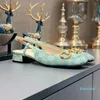 Lente / zomer dikke hak retro sandaal met paard gesp Single schoenen luxe merk designer womens schoen