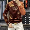 Camisetas masculinas de veludo verde de luxo masculas camisetas T para Tiger Velvet Pullover Designer incomum Roupas elegante 2022 Mil Crownmen MIL