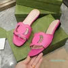 Women Interlocking High-quality Real Leather Slippers G Cut-out Slide Sandal Calf Leather Sexy Flat Ladies Fashion Cutout Wear Shoes Box NO3