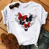 女性の蝶の木プリントハラジュクサマーTシャツカジュアルラウンドネック半袖トップティーシャツ女性ブラックTシャツドロップシップ220526