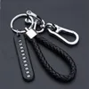 Keychains Stainless Steel Car Phone Number Card Keyfobs Auto Vehicle Keyring Leather Bradied Keyholder Jewelry Accessories Gifts Enek22