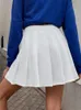 Estilo formal cintura alta sólida plissada mini saia mulheres verão primavera coreano moda bonito branco a linha y2k skort roupas 220322