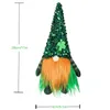 Festivo Día de San Patricio Gnomos Leprechaun irlandés Tomte Felpa hecha a mano March Nisse Elf Dwarf Farmhouse Adornos de bandeja escalonados