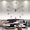 3D Luminous Real Big Wall Clock Rushed Mirror Sticker Diy Living Room Home Decor Fashion Watches Quartz Large 220426