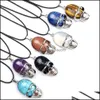 Arts And Crafts 22X42Mm Natural Stone Pendant Crystal Skl Necklace Amethyst Blue White Quartz Chakra Healing Jewelry For Sports2010 Dhrjy