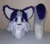 Purple Plush Cat Fursuit Частичный костюм животных котенок котенок головка и хвост