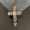 Conchiglia Perla Cubic Zirconia Micro Pave Collana Mary Cross Collana Con Pendente Stile Religioso Per Donna Ragazza