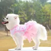 小さなペットの花のためのレースシフォンドッグアパレルファッションパーティーの誕生日子犬のウェディングドレス夏かわいい猫の衣装服