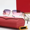 Projektant Carti Fashion Cool Okulary przeciwsłoneczne Proste ramy dla mężczyzn i kobiet bezszładkowe z bocznymi tarczami Gogle Gradient Soczewki