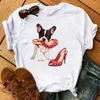 Maycaur Nette Hunde T Shirt Frauen Harajuku Ullzang Französische Bulldogge Kawaii Cartoon Weibliche Koreanische Casual 90er Jahre Grafik T-shirts