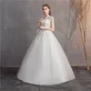 Otros vestidos de novia Llegada EZKUNTZA Vestido de manga corta Encaje O-cuello Hasta Vestido de fiesta Princesa Vestidos vintageOtros