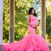 2022 Rosa sereia vestidos de baile para bebê chuveiro vestidos de noite lace strapless maternidade fotos vestido de tiro