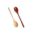 Sublimation 1Pc Wooden Long Handle Spoon Round Natural Solid Wood Soup Scoops Dessert Porridge Tea Coffee Spoons Tableware Kitchen Supplies