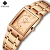 Zegarek na rękę luksusowe różowe złoto zegarki dla kobiet 2022 Designerka damska sukienka na rękę na rękę Kwadrat Bransoletę Montre femm208g