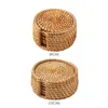 Tafelmatten kussens 8/10 cm onderzetters ingesteld voor Kungfu thee -accessoires Round service Placemat Dish Mat Rattan Weave Cup Pad Diameter