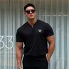 Hommes Formation Mode Manches courtes Fitness Tshirt Coton Vêtements Bodybuilding Casual Sports Running Col V T-shirts 220420