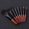 8 pcs Mini trumpet portable makeup set brushes short rod horse hair eye shadow brush concealer s brush