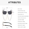 Übergroße quadratische Sonnenbrille Frauen mit Kette Luxusmarke Designer schwarze Punk-Sonnenbrille für Damen Steampunk Eyewear W220422