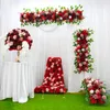 140Cm Custom Burgundy Wine Red Artificial Flower Wall Garland Table Centerpiece Wedding Backdrop Decor Party Cornor Flower Row 220406