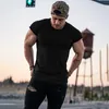 Été Gym Vêtements Coton Bodybuilding T-shirts Muscle Hommes Petits Manches Hauts T-shirts Fitness Sport Tshirt Hommes Casual T-shirt 220509