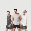 lu-BX002 Herren-Sommer-Schnelltrockenweste, lockere Outdoor-Freizeit-Lauf-Fitnessweste, Sportweste mit Kapuze, mit Markenlogo