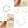 Bracelets de cheville bijoux 2 pièces chaîne en or pour femmes pied cheville bracelet charmes pendentif cheville plage livraison directe 2021 T3Aqc