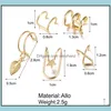 Clip-On Screw Back Earrings Jewelry 5Pcs/Lot Star Leaf Clip On C Shape Sier Gold Leaves Dangle Hoop Earring Fashion Women Ear Cuff Drop De