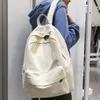 Femme Blanc Sac à dos Femme Coton Canvas Sac école adolescente sac à dos de mode Satchel