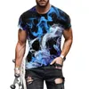 Urban Street Style 3D Print överdimensionerade herrar Tshirts Summer O Neck Kort ärm Casual Clothing Stitching Mönster Män Loose Tops 220607
