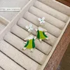 Dangle & Chandelier Fresh Cute Green Alloy Cartoon Earrings Irregular Geometric Smooth Flower Drop For Women Gifts JewelryDangle DangleDangl