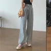 Women Jeans Vintage Female Wide Leg Trousers Lace Pleated Clothes Casual Loose Denim Pant High Waist Fashion Korean Jean 220402