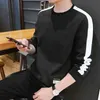 Nova suéter primavera masculina e outono coreano casual rodada pescoço manga longa t-shirt estudante pulôver camisa de fundo desgaste