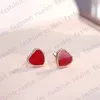 Collana con ciondolo a cuore dolce Gioielli firmati collane d'amore Quadrifoglio Argento sterling Oro rosa Collana a forma di cuore rosso Regalo per il matrimonio delle donne