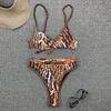 Damska Stroje Kąpielowe Jyojyo Sexy Wysokiej Talii Swimsuit Kobiety Leopard Drukuj Bikinis 2022 Mujer Push Up Woman Retro Statek Kąpielowy Pasek