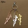 Keychains Elfin Trendy Pole Dancer Key Chains Gold Color Silver Fashion Jeweleriy RingKeychains