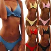 Bikinis Women Padded Push-up Bra Bikini Set Ruffles Swimsuit Low Waist Bathing Suit Swim W220425