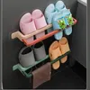 Крючки рельсы туалетная стена монтируют тапочки сливные стойки полки без ударов многофункциональные обувь для хранения общежития домашние расходные материалы